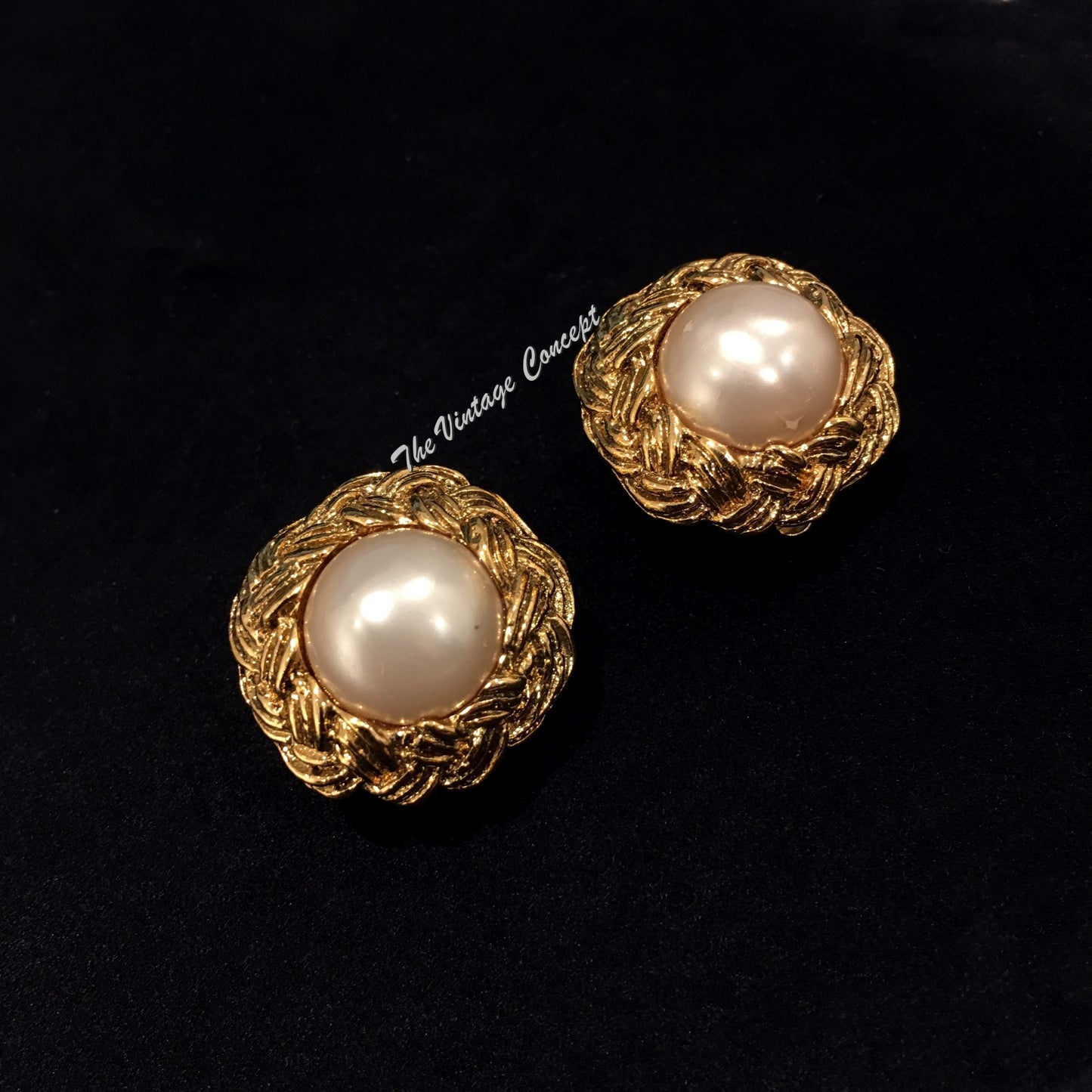 Chanel Gold Tone Faux Pearl Clip Earring 93P  (SOLD)