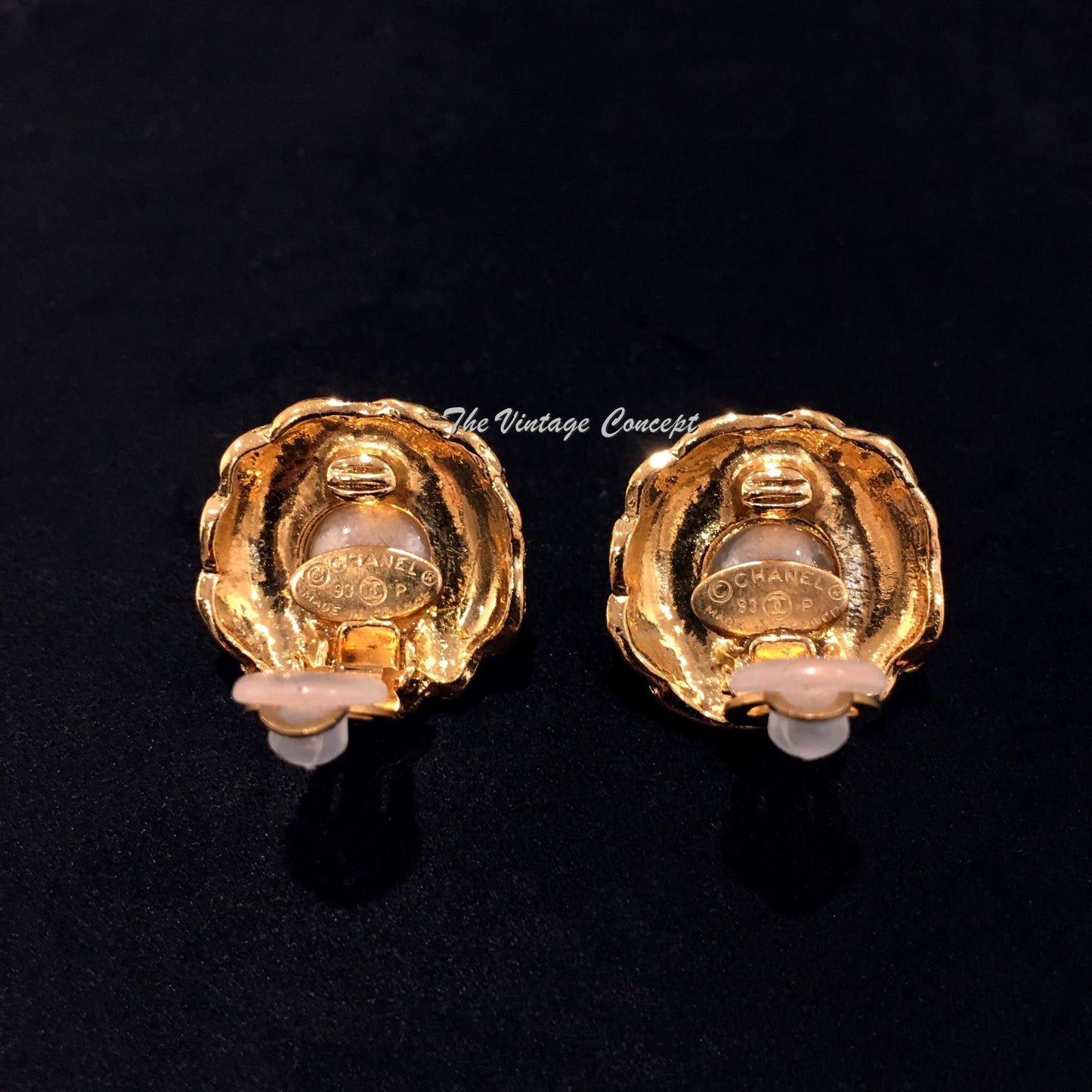 Chanel Gold Tone Faux Pearl Clip Earring 93P  (SOLD)