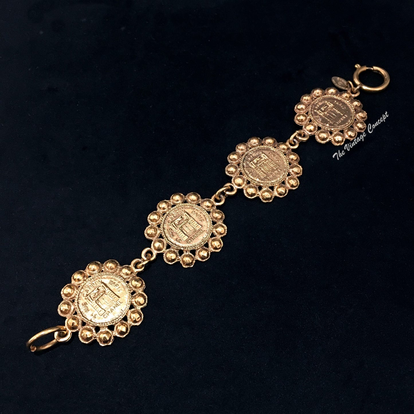 Chanel Gold Tone Pendant Bracelet from 80's