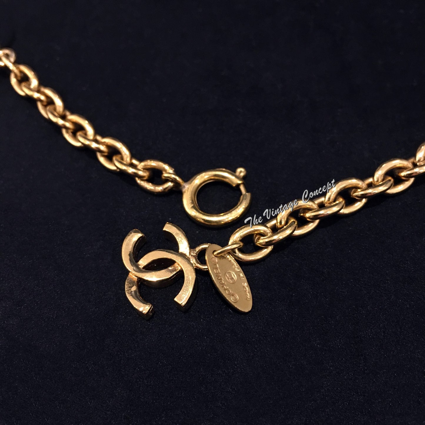 Chanel Gold Tone Flower Pendants Short Necklace from 80's