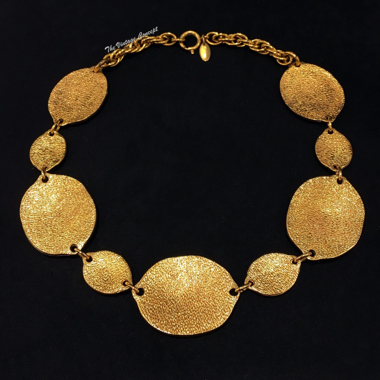 Chanel Gold Tone Large Pendants Short Necklace from 80's