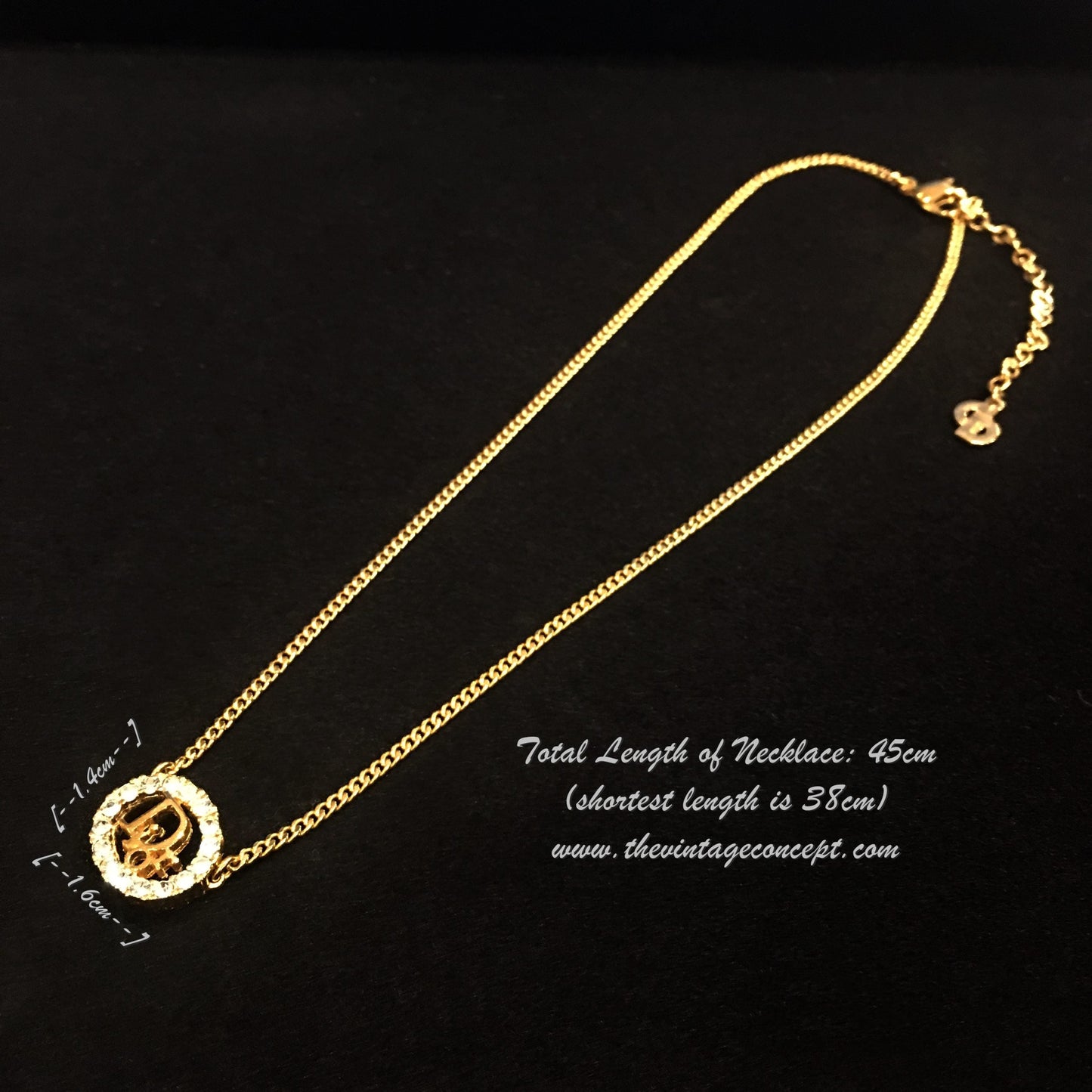 Dior Gold Tone "Dior" Oval Shape w/ Rhinestones necklace (SOLD)