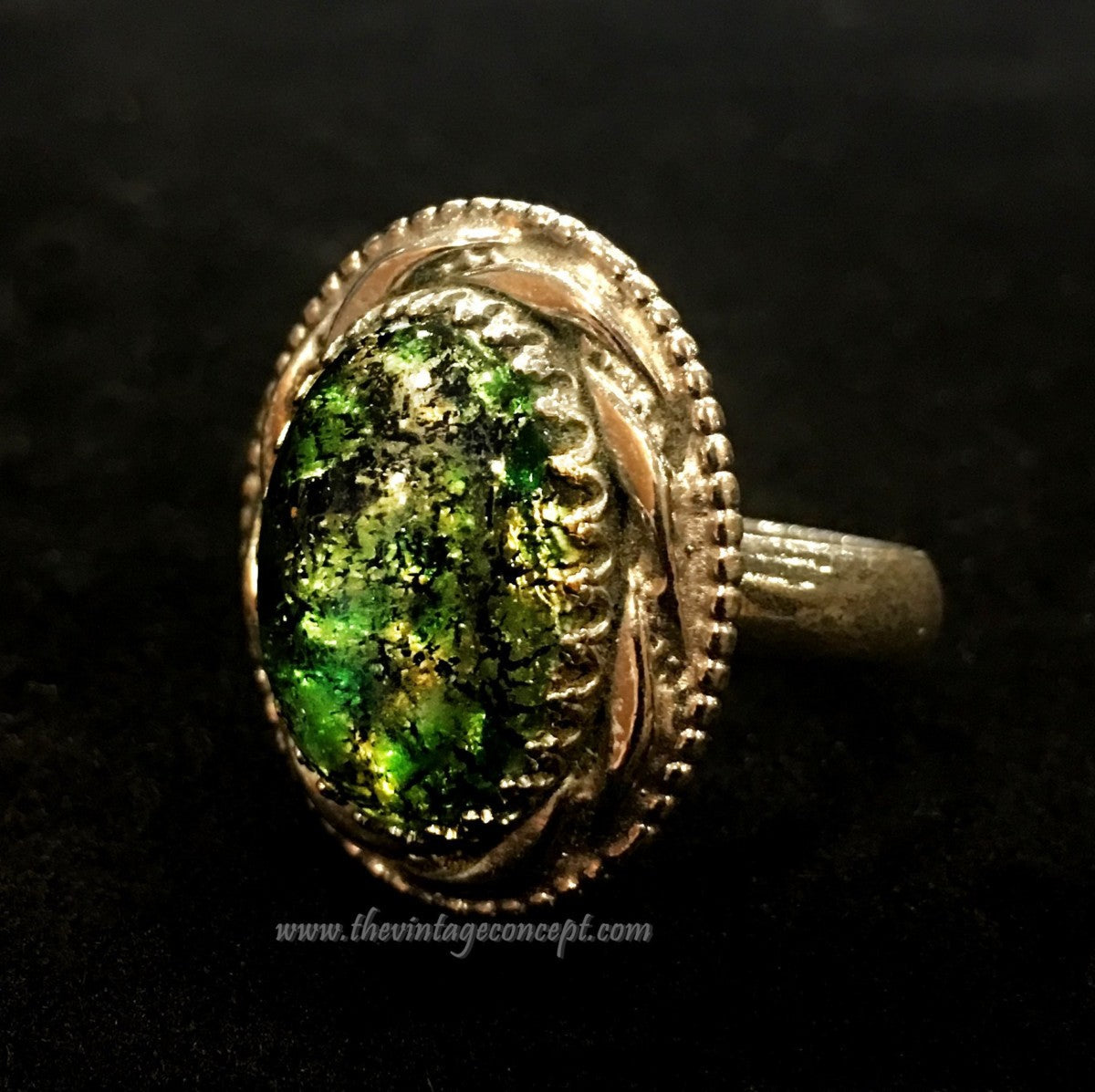 Vintage W&D Custom Green Stone Dragon Breath Ring (SOLD)