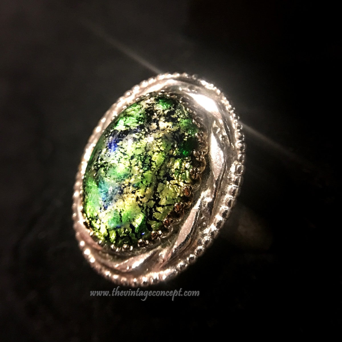 Vintage W&D Custom Green Stone Dragon Breath Ring (SOLD)