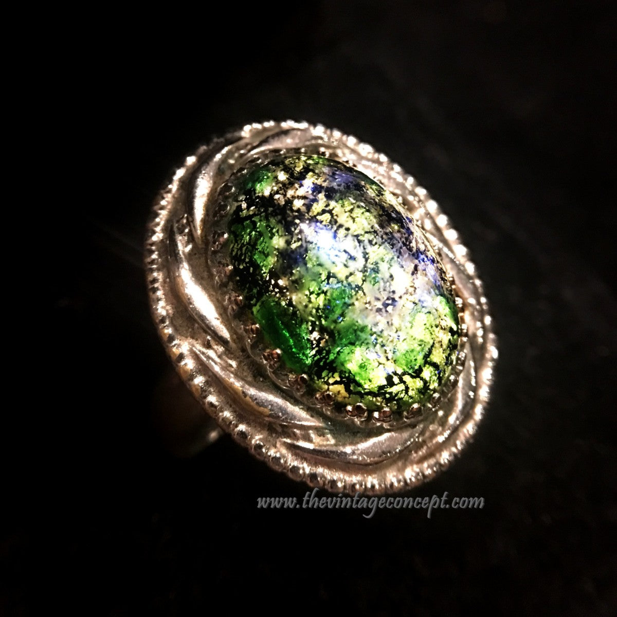 Vintage W&D Custom Green Stone Dragon Breath Ring (SOLD)