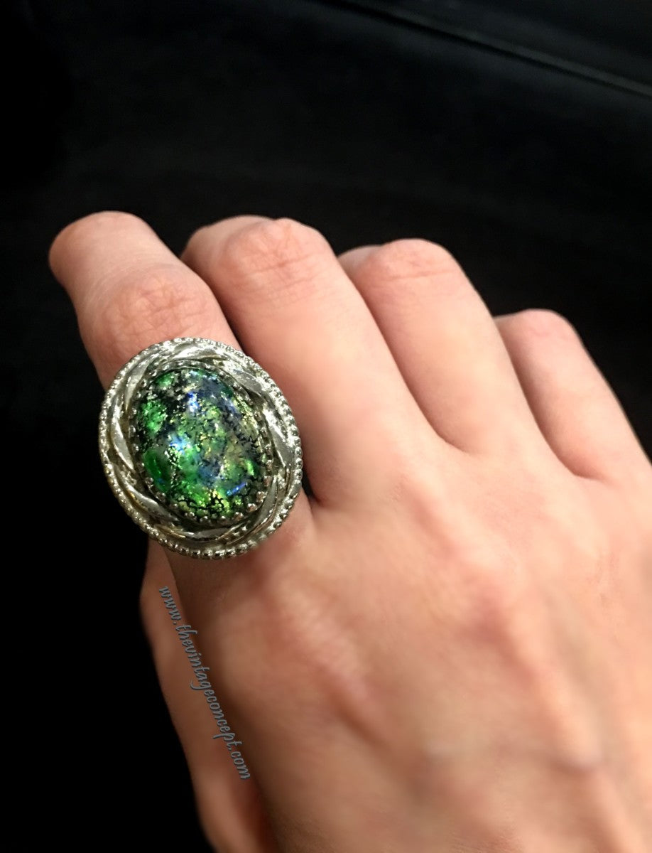 Vintage W&D Custom Green Stone Dragon Breath Ring (SOLD)