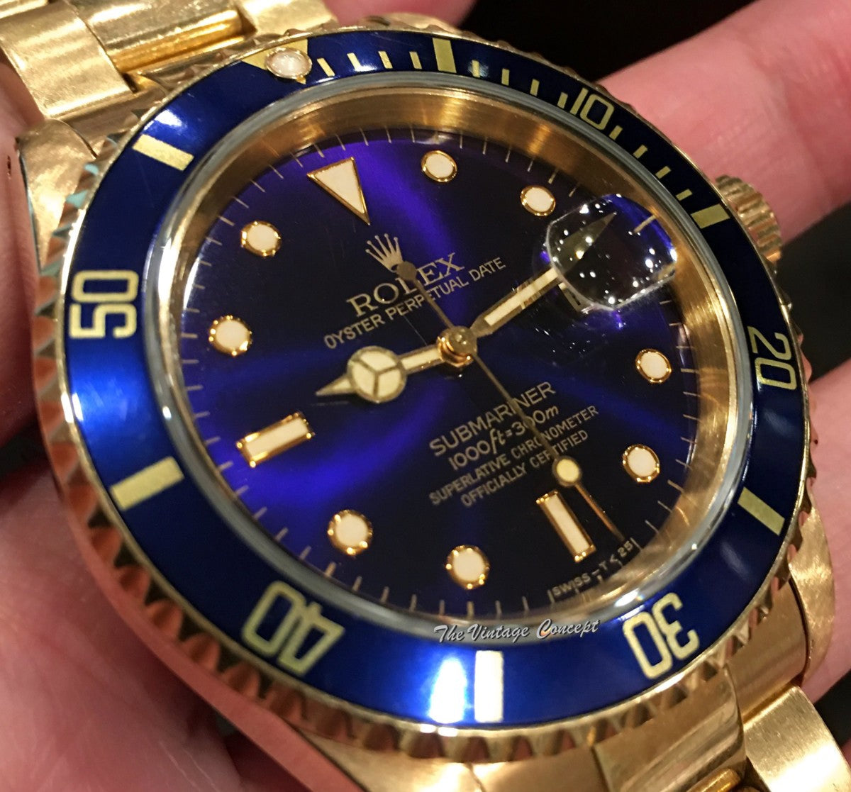 Rolex Submariner 18K YG Blue Purple Dial 16618  (SOLD)