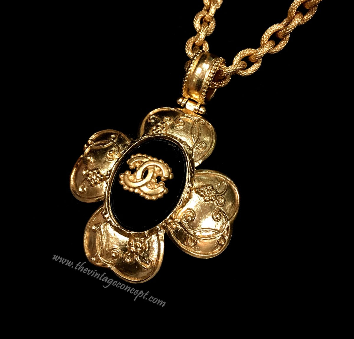 Chanel Logo Clover Pendant Necklace (SOLD)