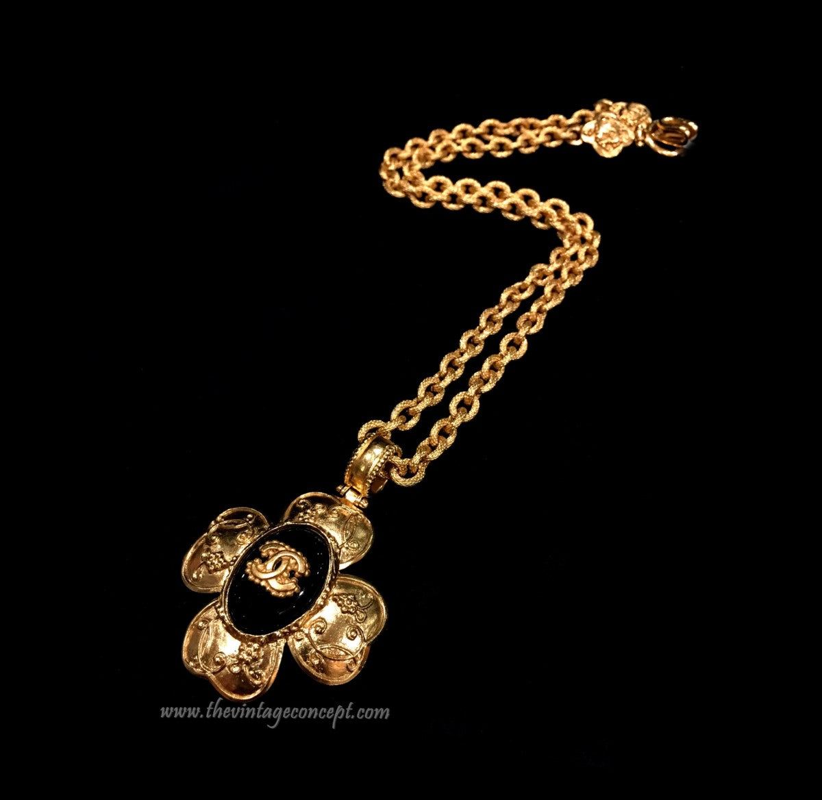 Chanel Logo Clover Pendant Necklace (SOLD)