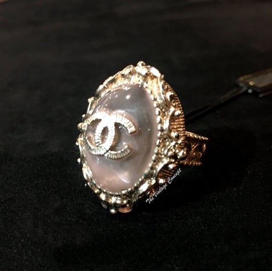 Chanel Classic Logo Sakura Agate Ring 13C (SOLD)