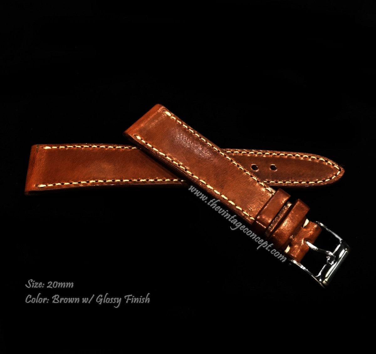 20 x 16mm Side Stitches Tan Brown Leather Strap