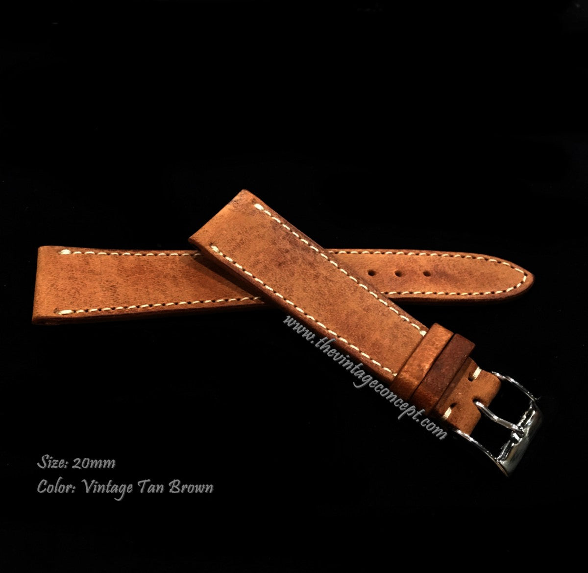 20 x 16mm Side Stitches Tan Brown Leather Strap