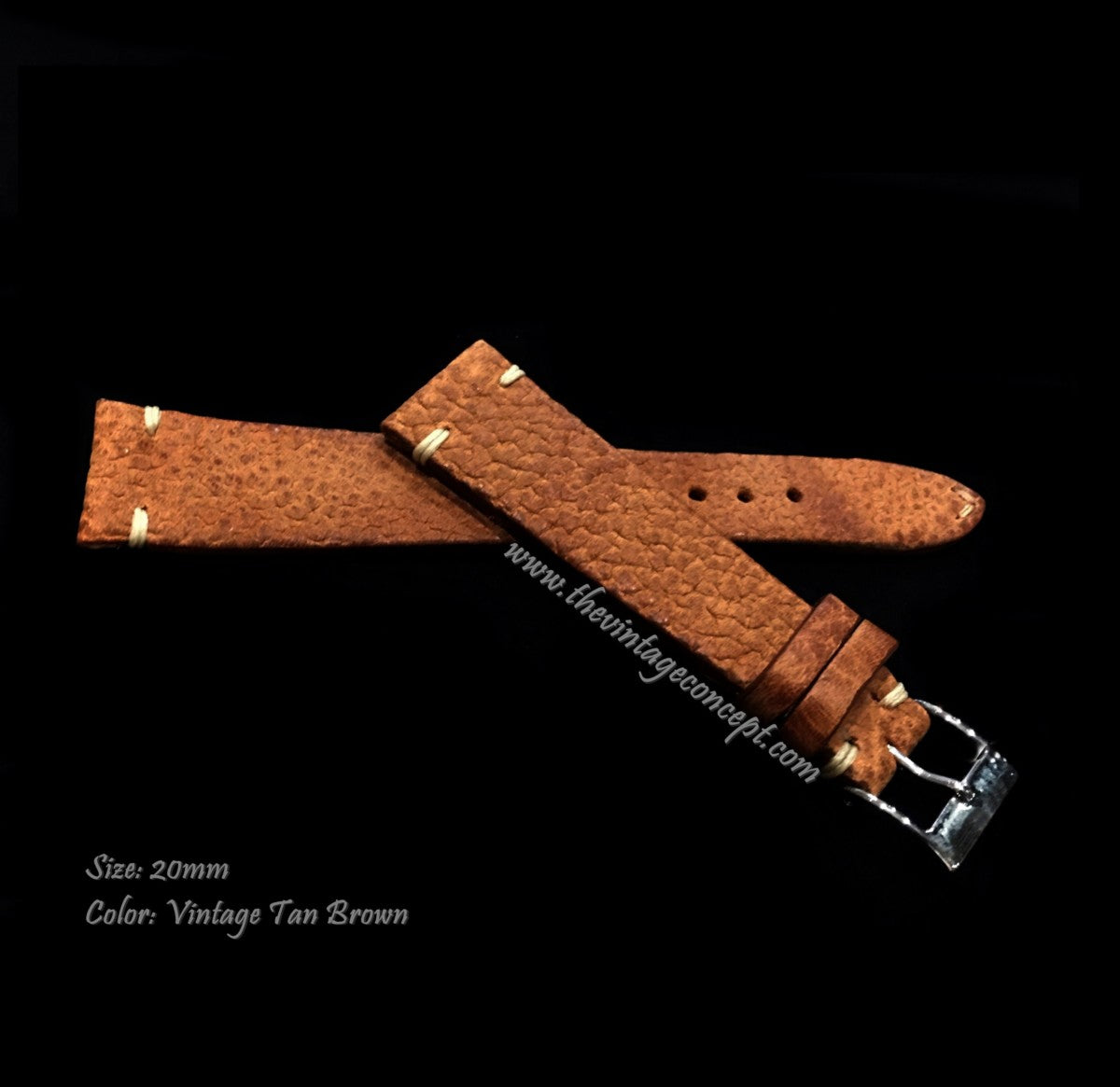 20 x 16mm Vintage Crack Brown Leather Strap