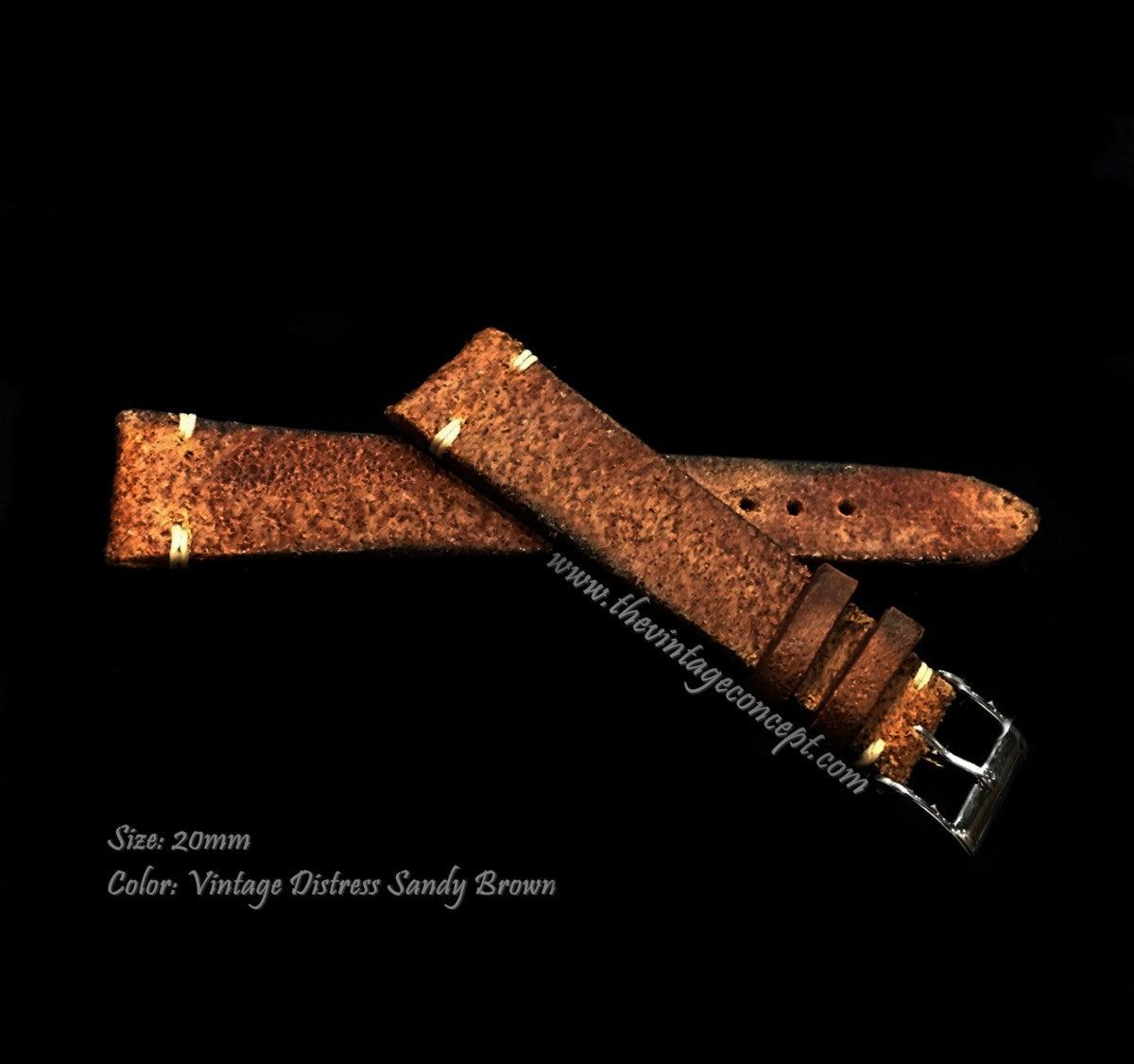 20 x 16mm Vintage Tan Brown Leather Strap