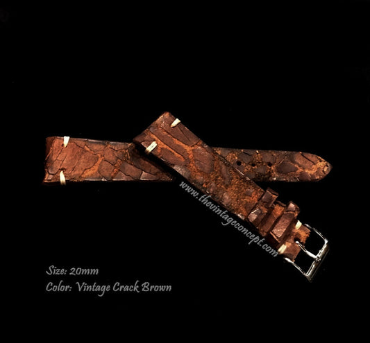 20 x 16mm Vintage Crack Brown Leather Strap