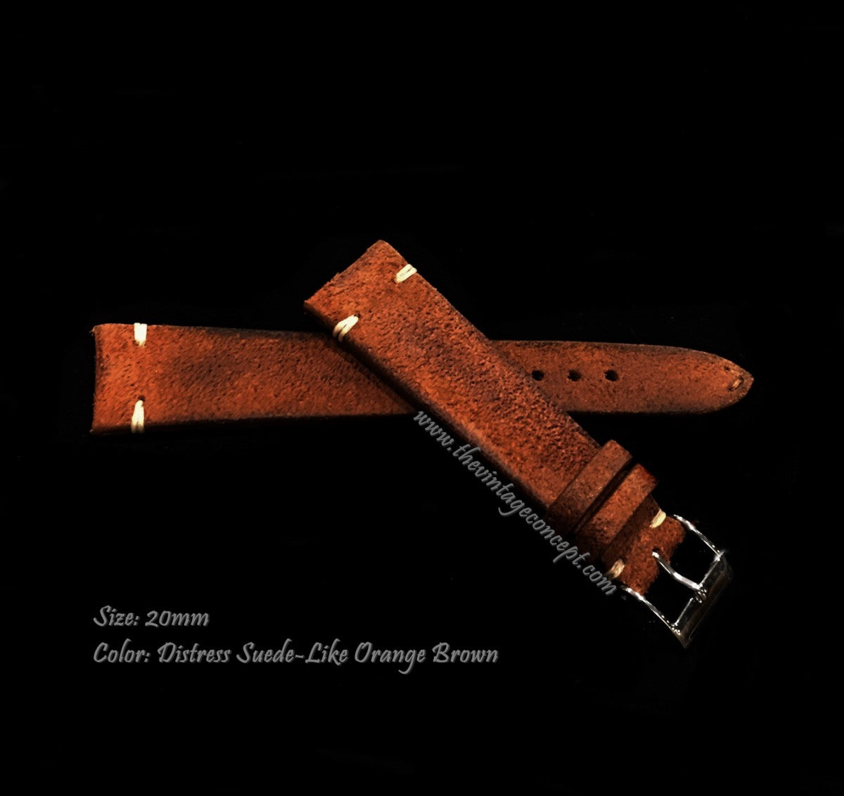 20 x 16mm Vintage Distress Camel Leather Strap