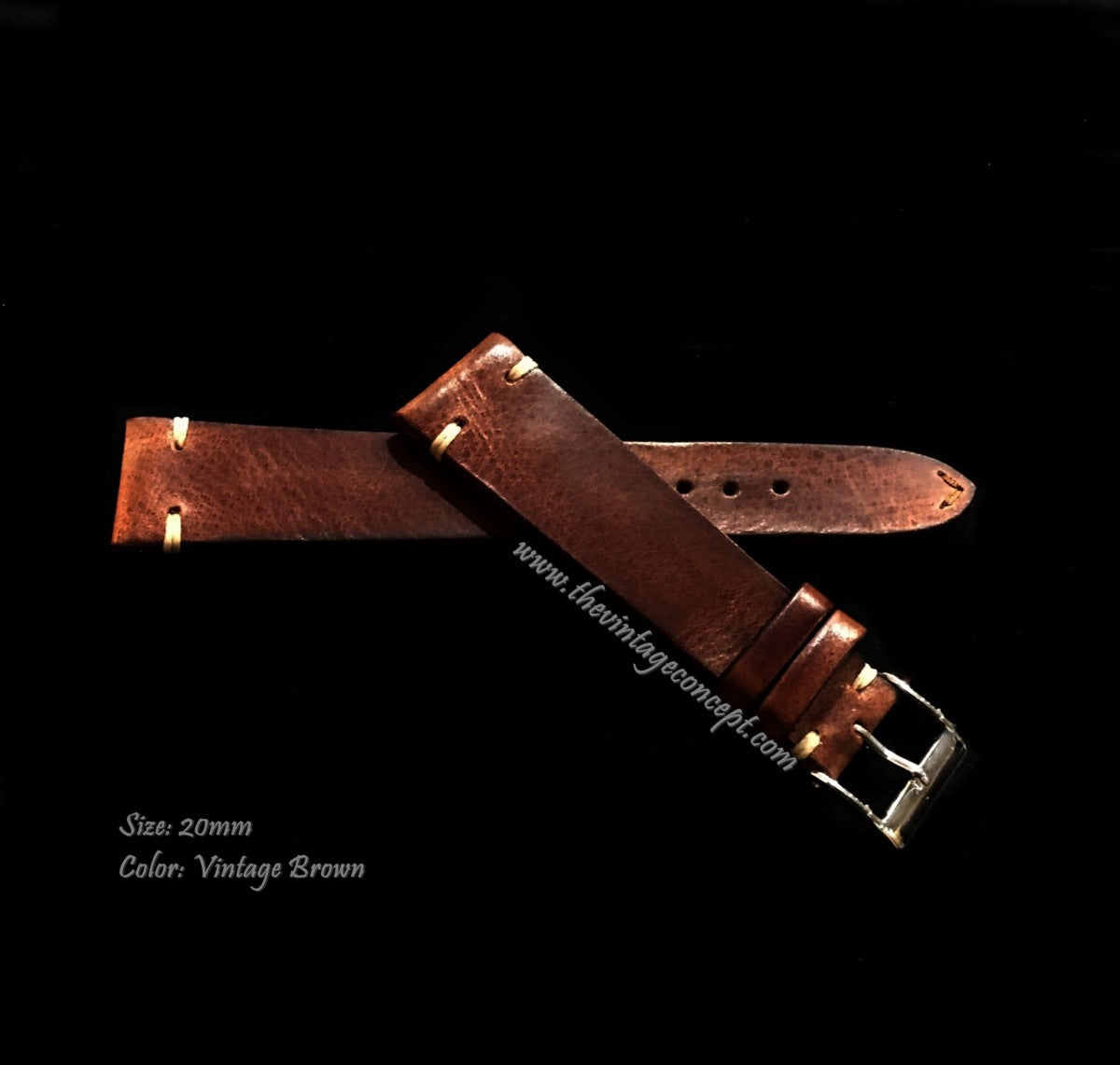 20 x 16mm Vintage Brown Leather Strap