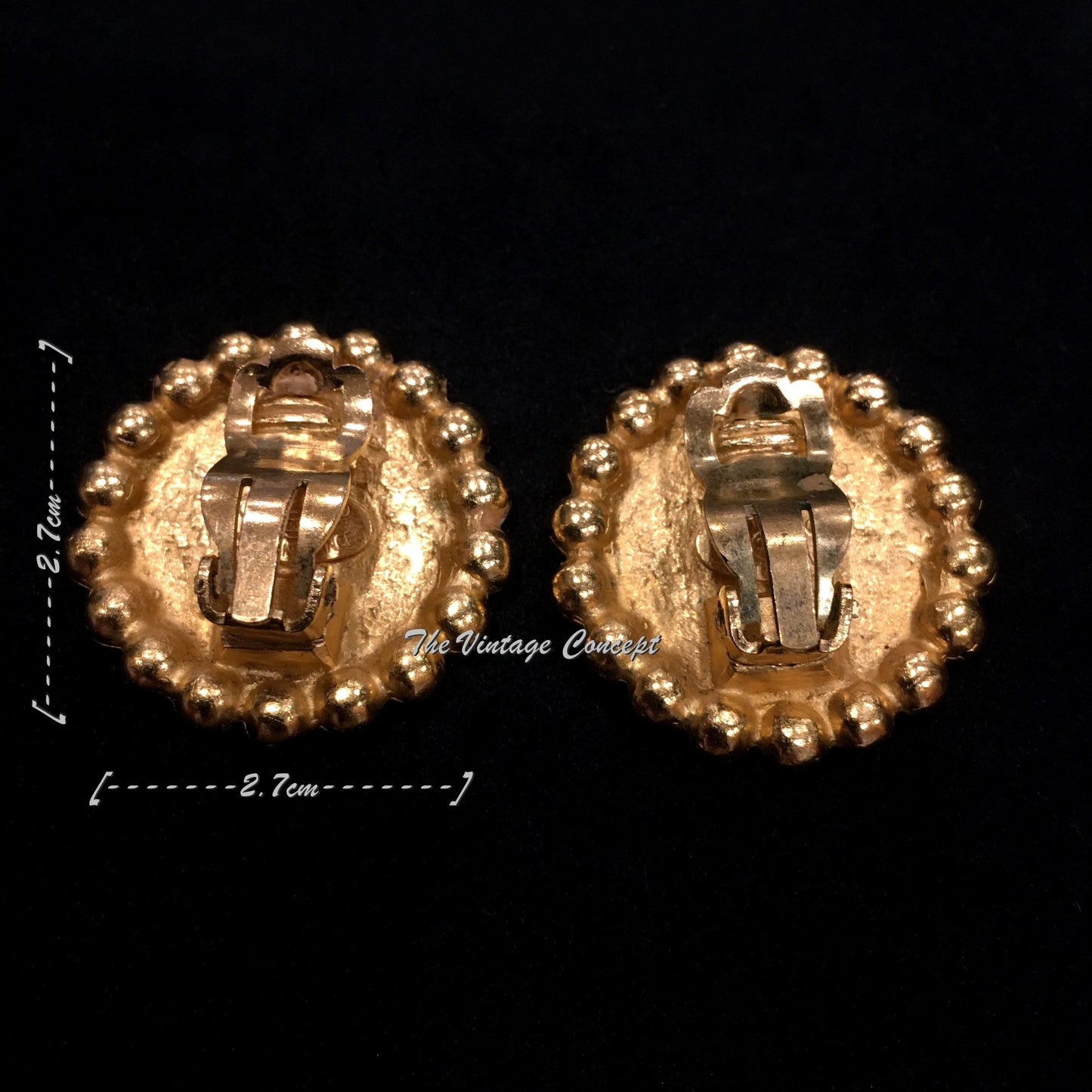 Chanel Gold Tone w/ Black Logo Clip Earrings 95A  (SOLD)