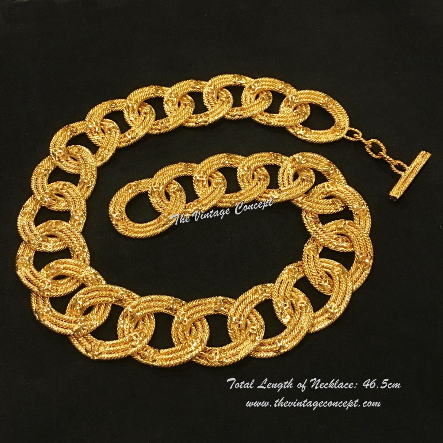 Chanel Gold Tone Chain Ring CC Logo Short Necklace "2 8" 1989/91