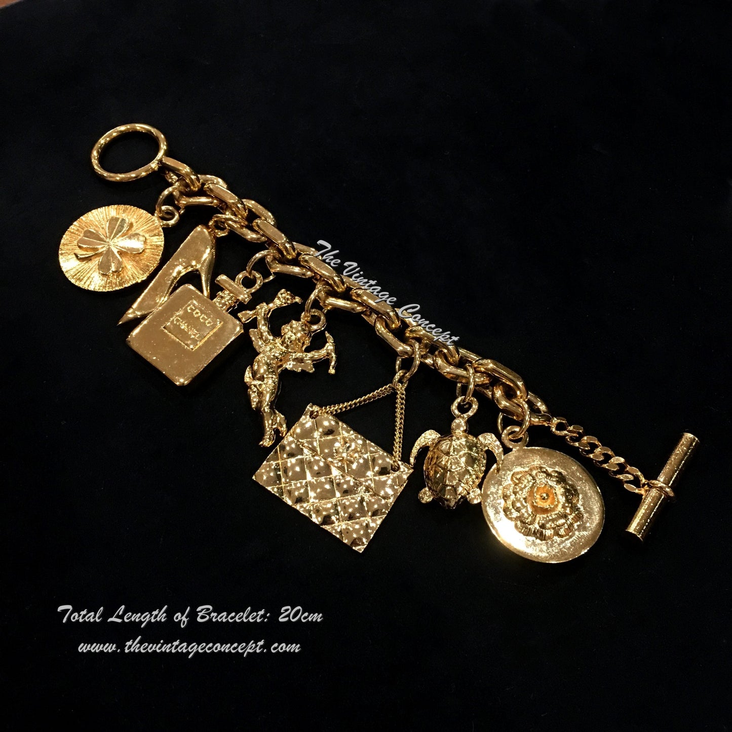 Vintage Chanel Gold Tone Heavy Charm Bracelet from 70-80's (SOLD)