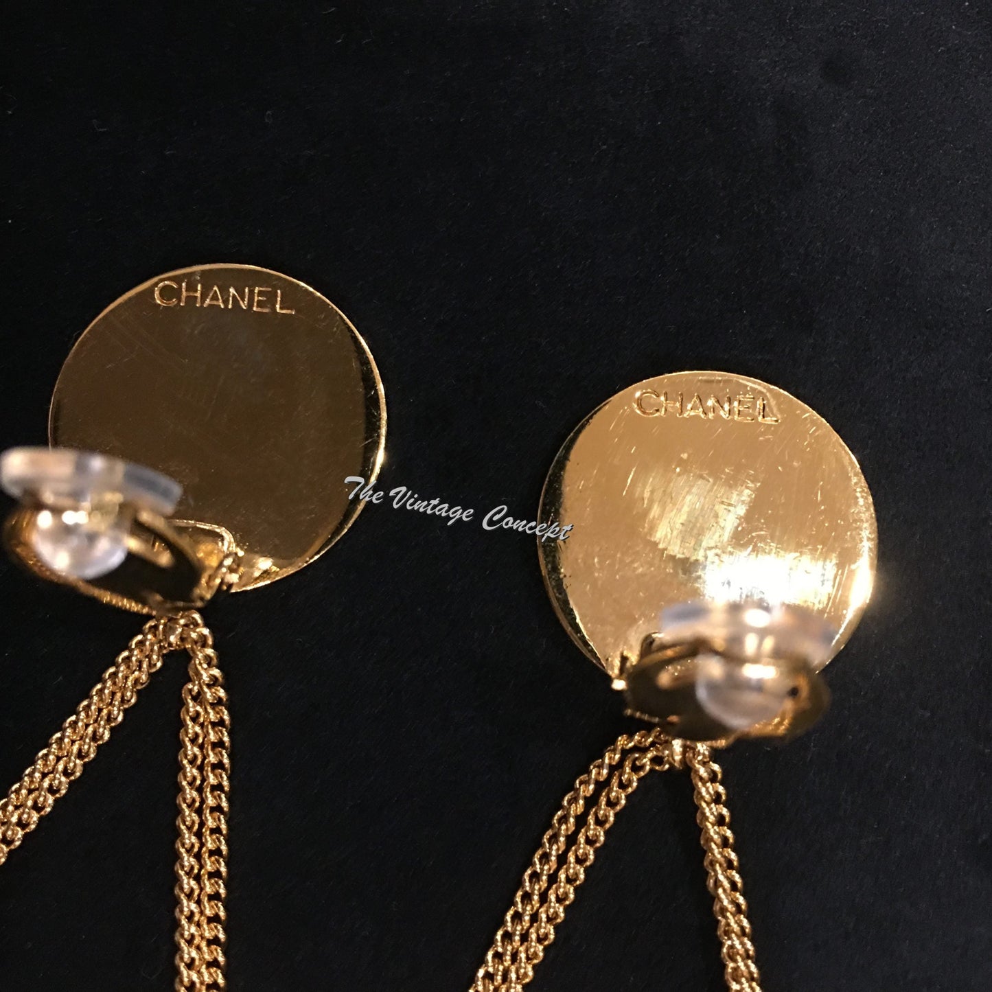 Chanel Gold Tone Dangle Hand Bag Clip Earrings from 80's