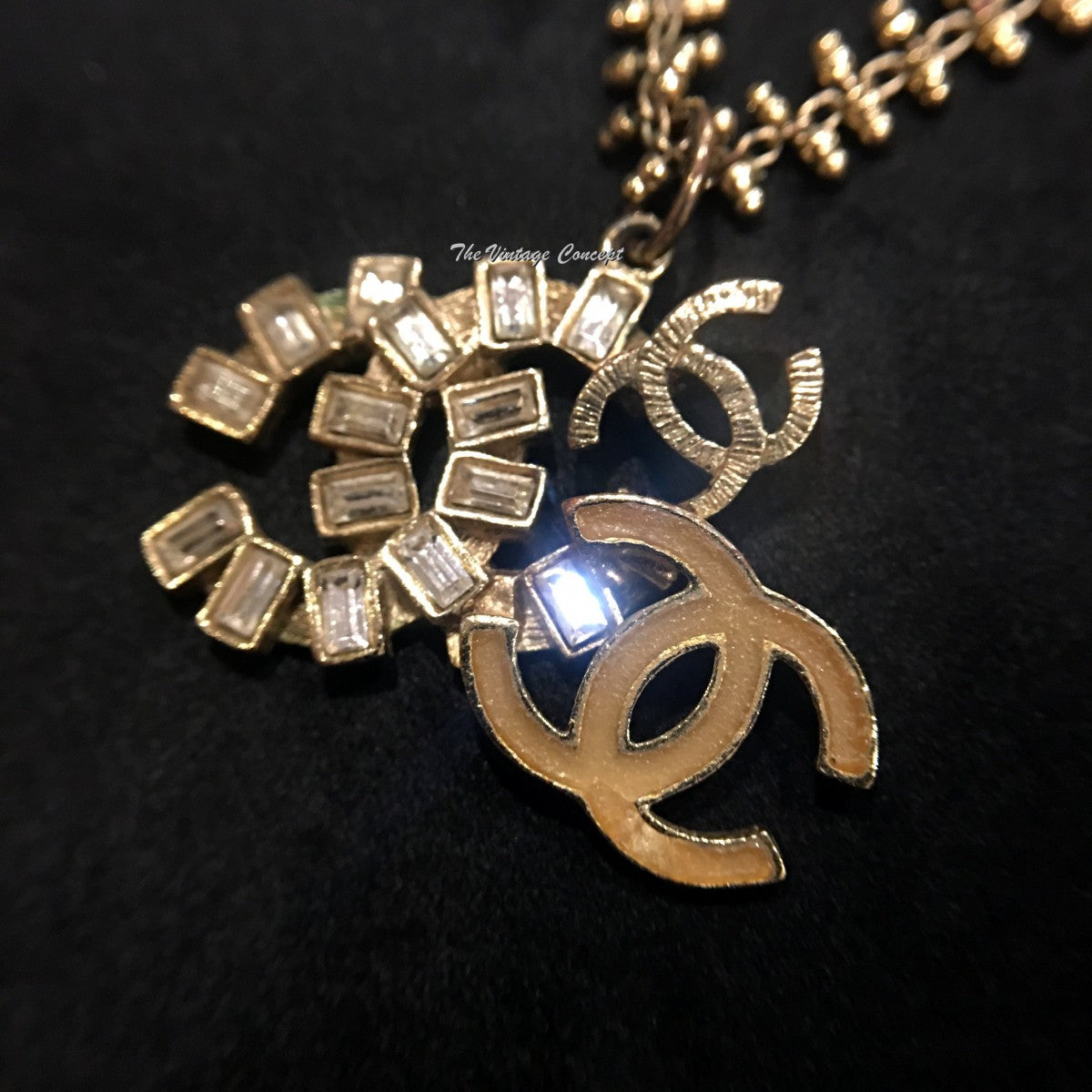 Chanel Unique Style Triple Logo Pendant Necklace 09A