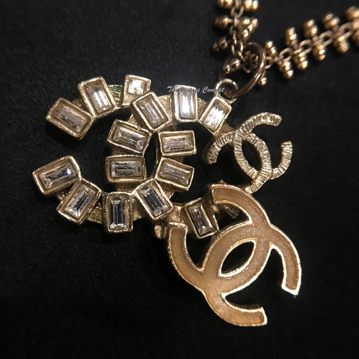 Chanel Unique Style Triple Logo Pendant Necklace 09A