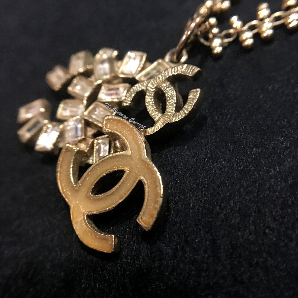 Chanel Unique Style Triple Logo Pendant Necklace 09A