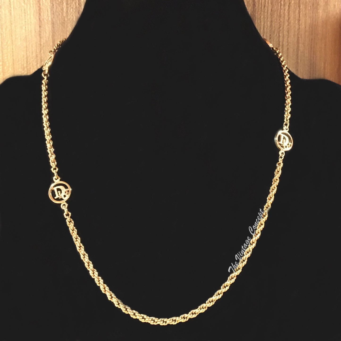 Dior Gold Tone w/ 4 Logo Small Pendants Necklace from 90's  (SOLD)