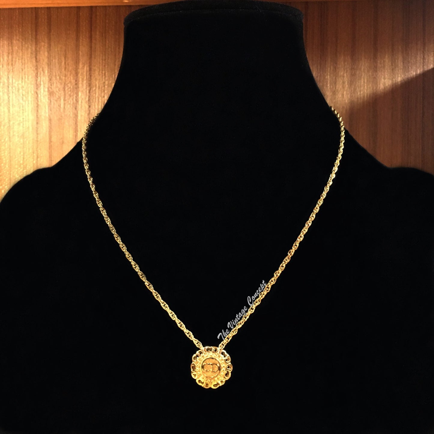 Dior Gold Tone "CD" logo Pendant Necklace