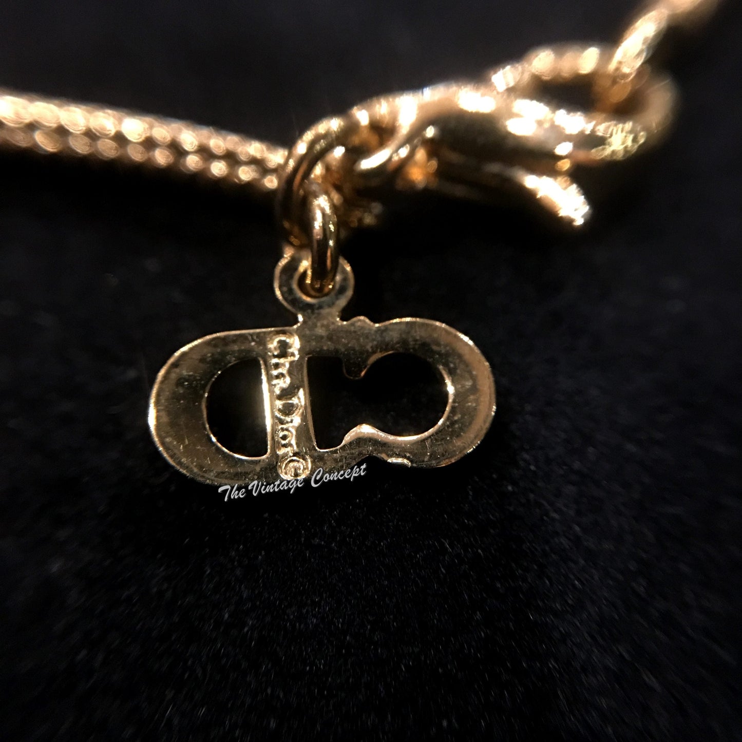 Dior Gold Tone Large O Dangle Logo Short Necklace  (SOLD)