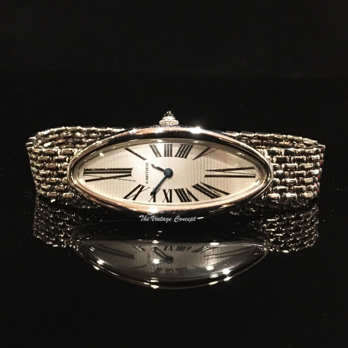 Cartier 18K White Gold Baignoire Allongée “Maxi Oval” 2514 w/ Original 18K WG Bracelet  (SOLD)