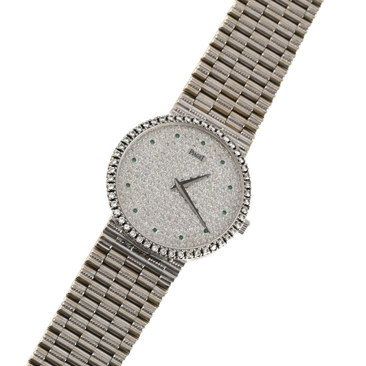 Piaget 18K White Gold Diamond Pave Dial 9066N