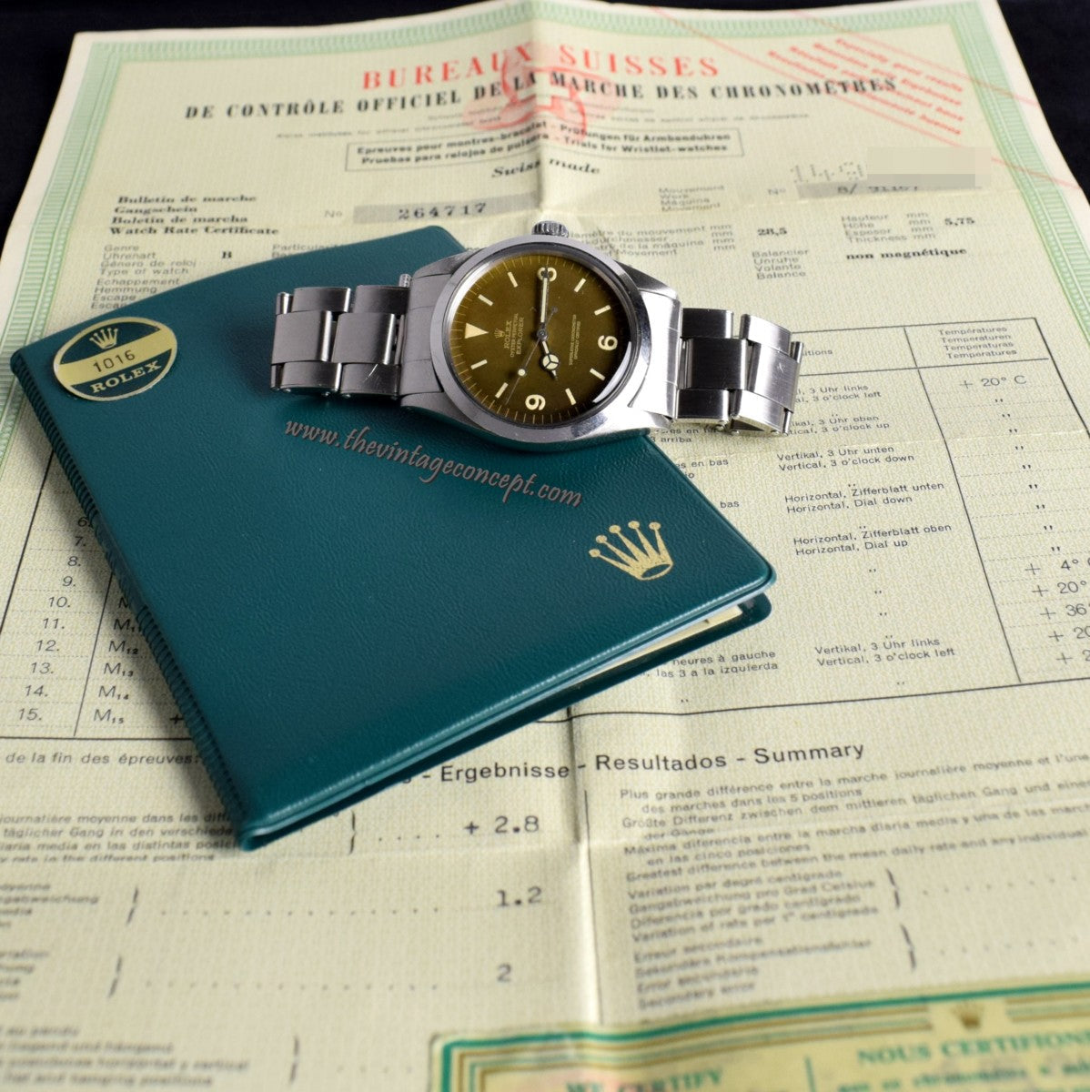 Rolex Explorer Tropical Gilt Dial 1016 with Chronometer Paper (SOLD)