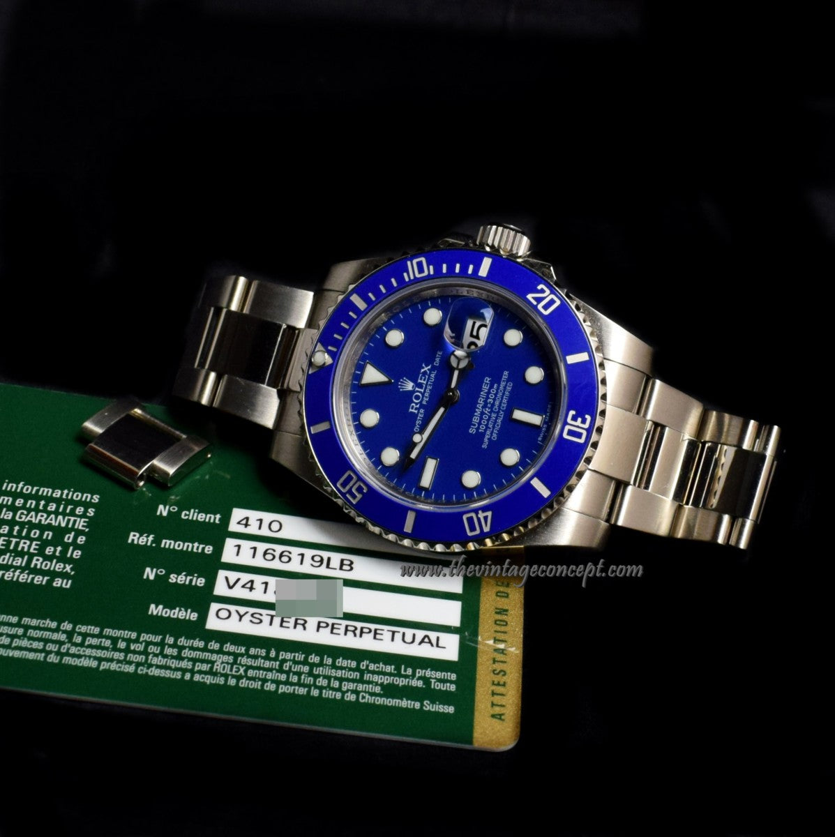 Rolex Submariner 18K WG Blue Dial 116619LB with Card   ( SOLD )