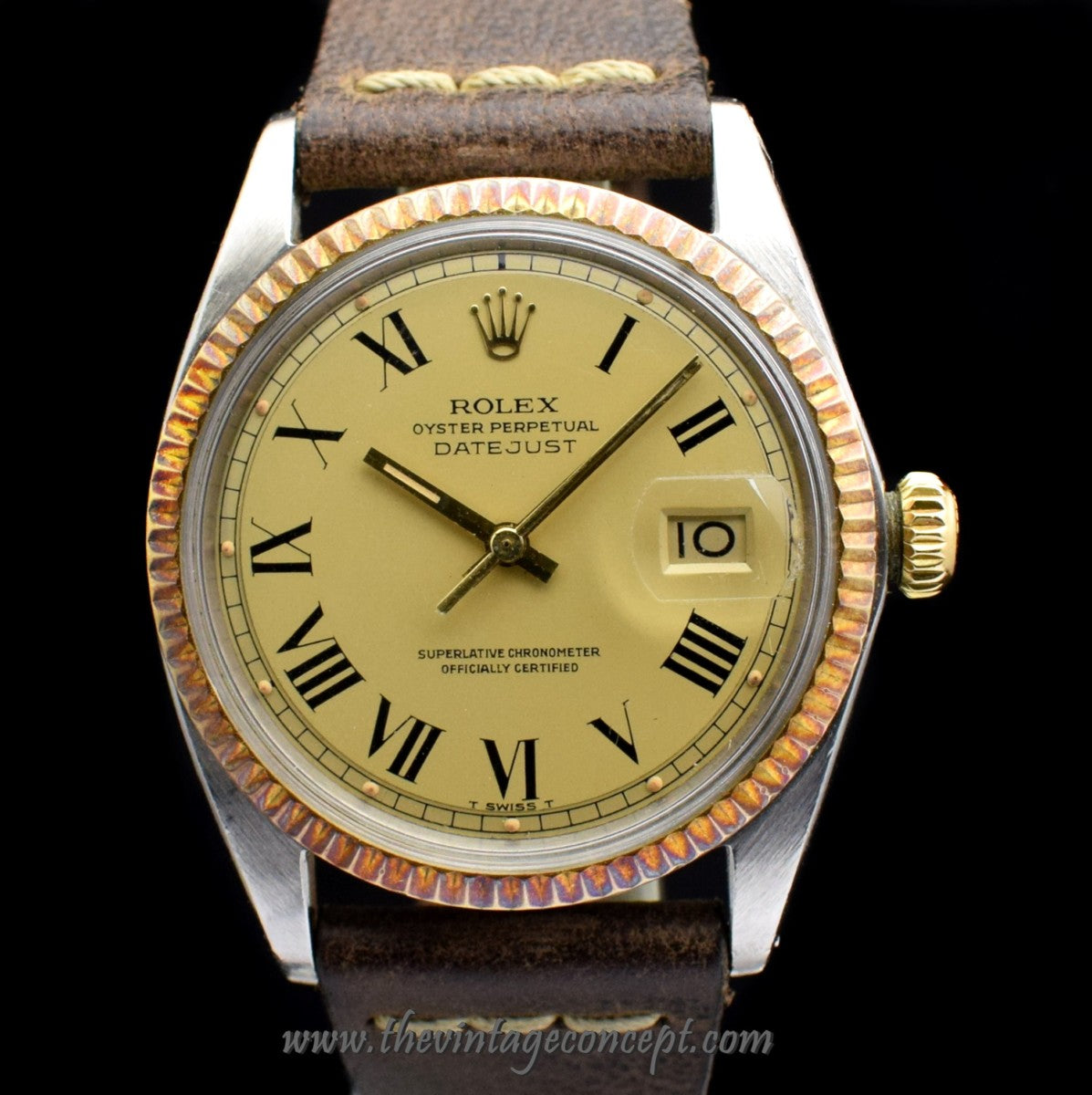 Rolex Datejust Two-Tones Gold Dial Black Roman Index 1601 (SOLD)