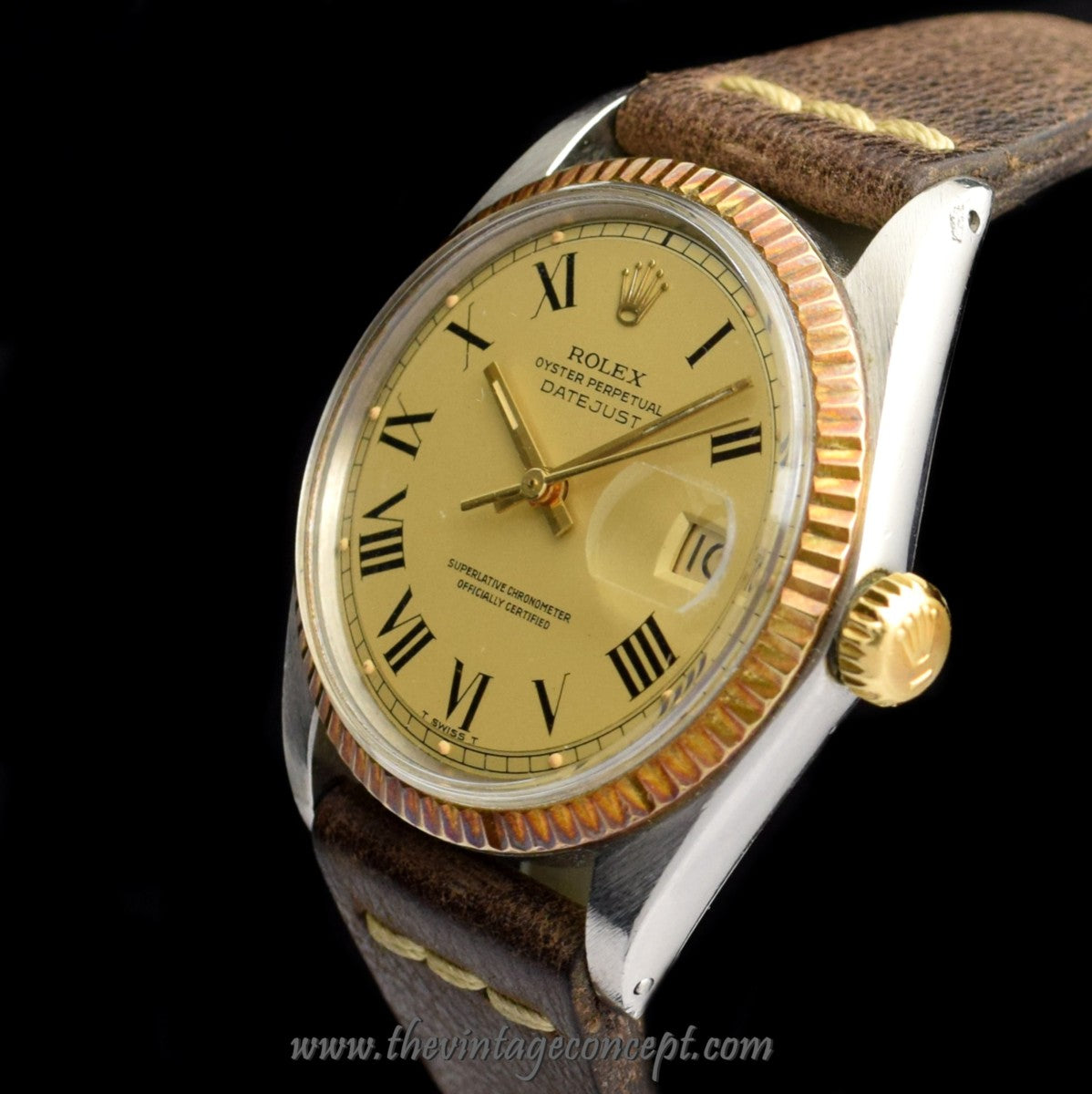 Rolex Datejust Two-Tones Gold Dial Black Roman Index 1601 (SOLD)