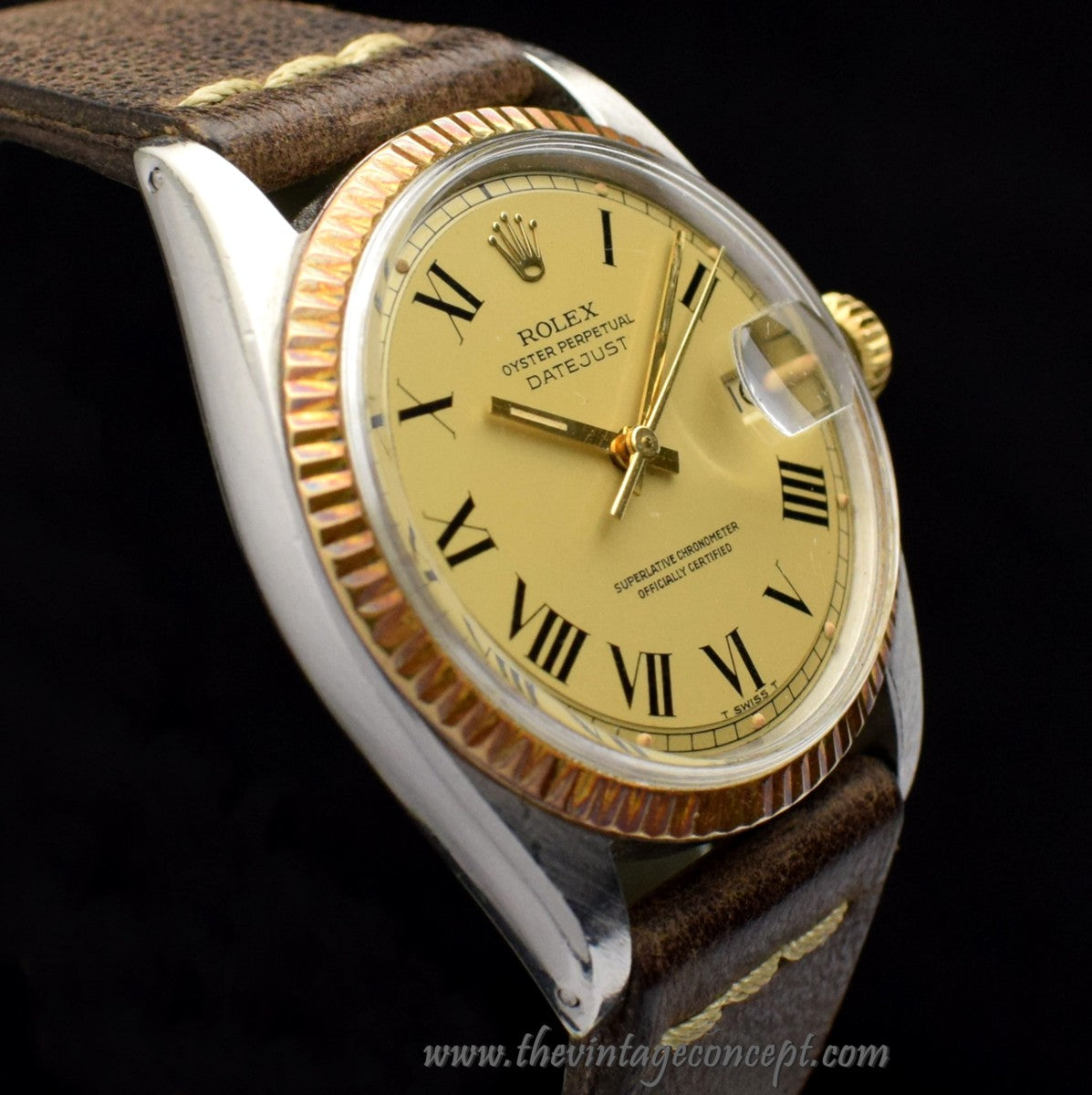 Rolex Datejust Two-Tones Gold Dial Black Roman Index 1601 (SOLD)