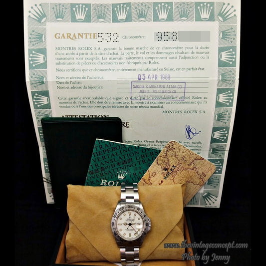 Rolex Explorer II Cream Patina White Dial 16550 ( Full Set ) (SOLD)