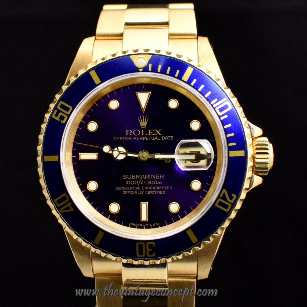 Rolex Submariner 18K YG Purple Dial 16618 (SOLD)