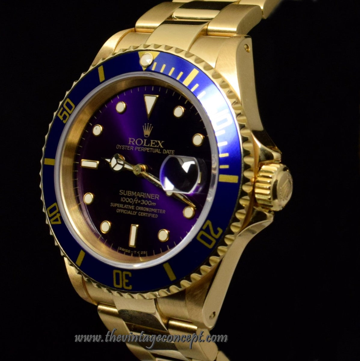 Rolex Submariner 18K YG Purple Dial 16618 (SOLD)