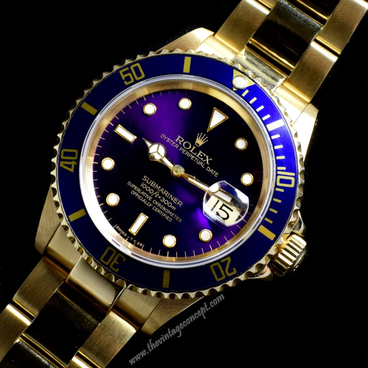 Rolex Submariner 18K YG Purple Dial 16618 (SOLD)