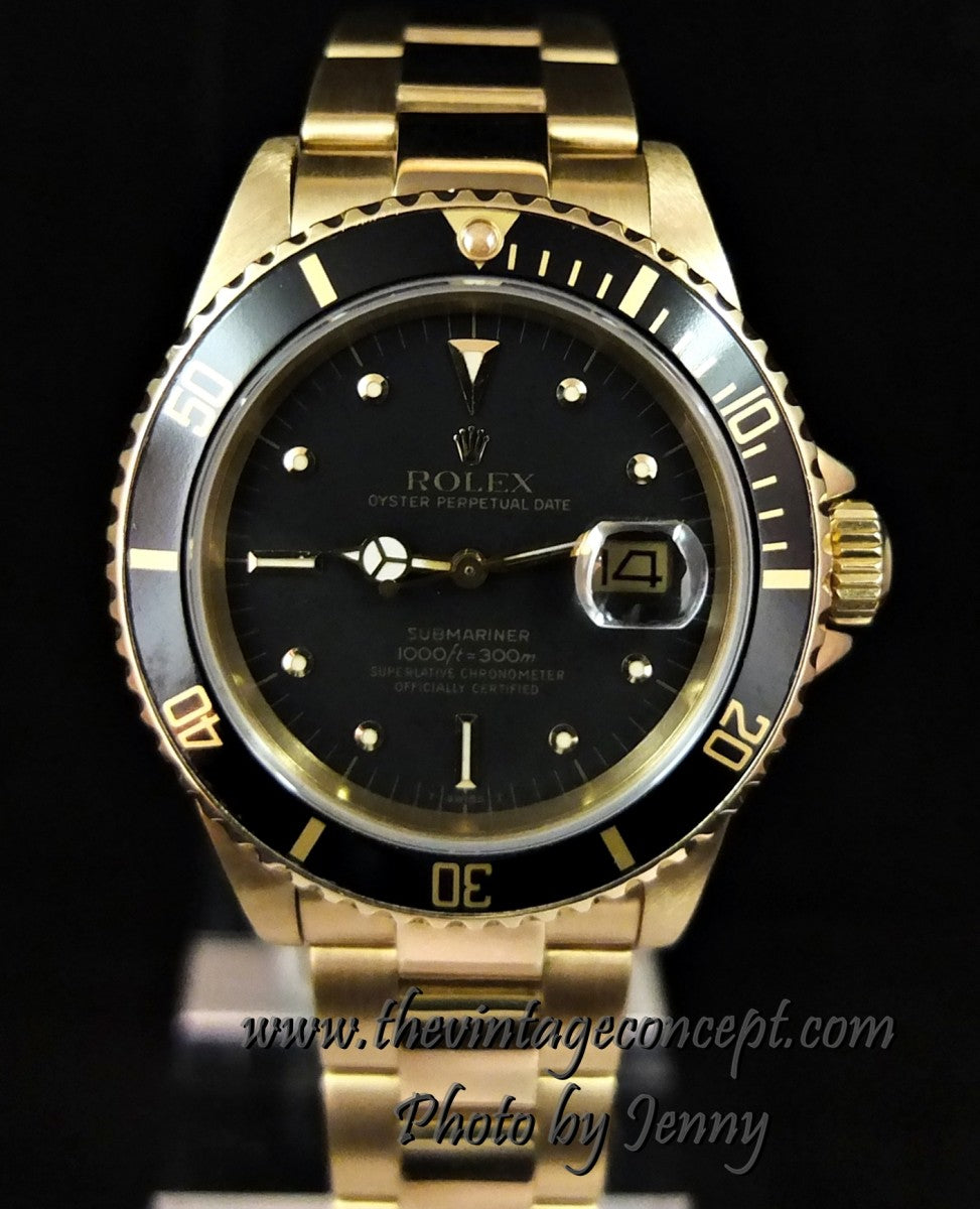 Rolex Submariner 18K YG Black Nipple Dial 16808 (SOLD)