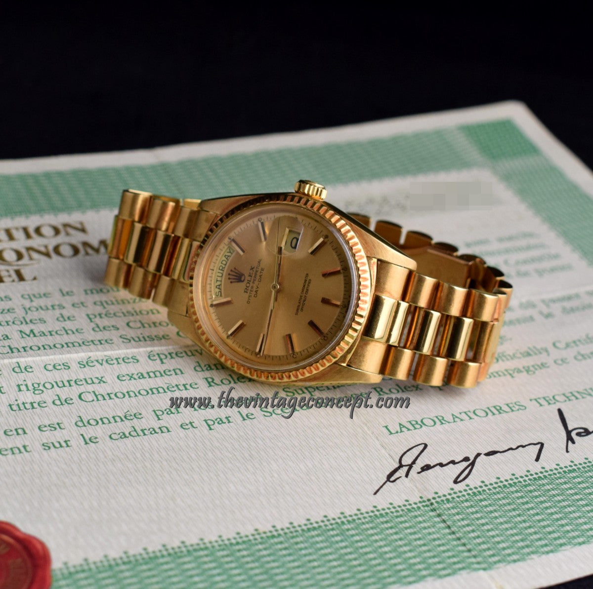 Rolex Day-Date 18K YG Gold Dial 1803 w/ Original Punched Paper (SOLD)