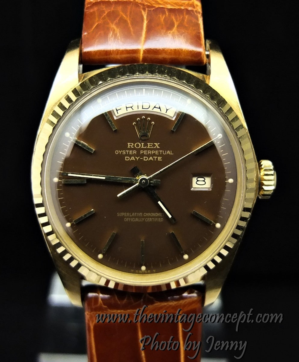 Rolex 18K YG Day Date 18K Yellow Gold Chocolate Brown Stella 1803 (SOLD)