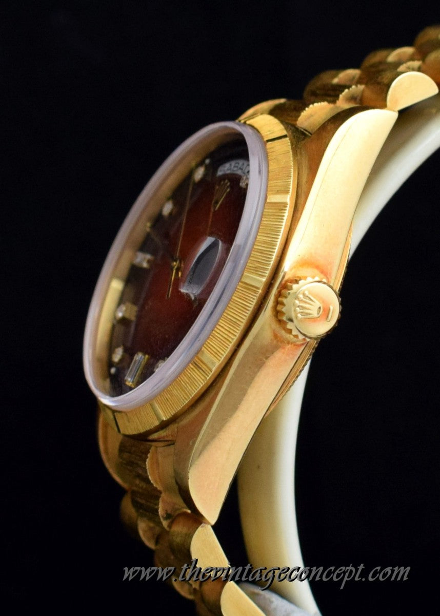 Rolex 18K YG Daydate Diamond Index Ombre Brown Dial 18078 (SOLD)