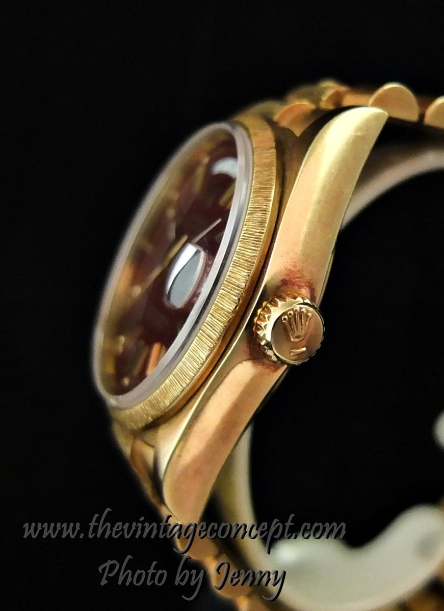 Rolex 18K YG Day-Date Oxblood Stella Bark - Finish Bezel 18078 (SOLD)