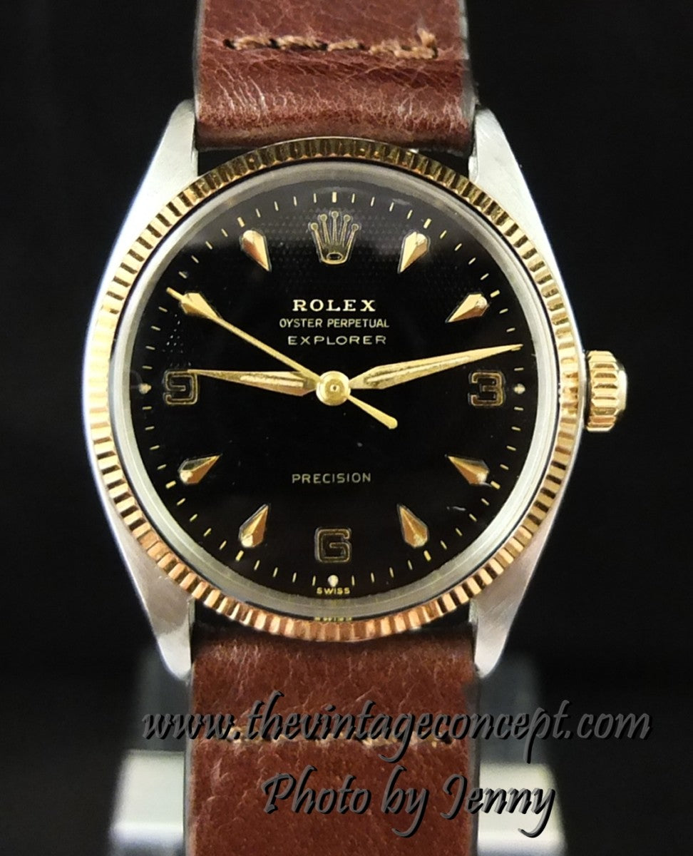 Rolex Explorer Honeycomb Black Gilt Dial 5501 (SOLD)