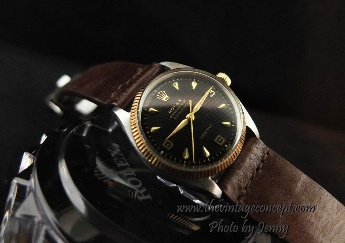 Rolex Explorer Honeycomb Black Gilt Dial 5501 (SOLD)