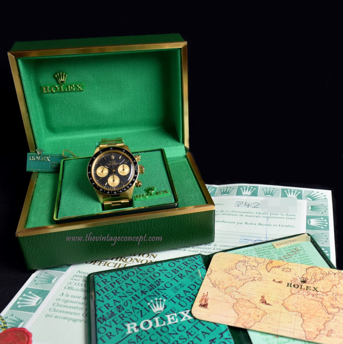 New Old Stock Vintage Rolex Daytona 18K YG Black Dial  ( Full Set )   ( SOLD )